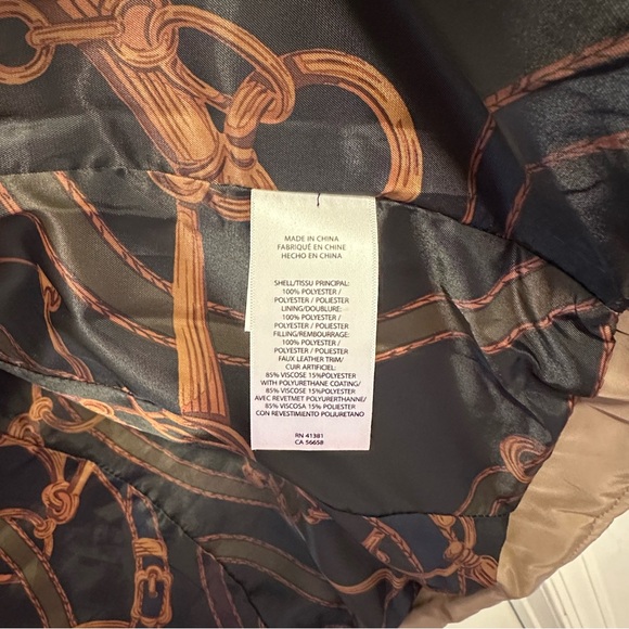 Lauren Ralph Lauren Women’s Faux-Leather-Trim Quilted  Winter Coat Size Small - Picture 9 of 9